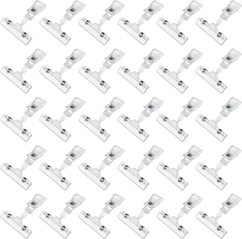 Inchoco ClearPro Plastic Label Holders - 30 Pack Swivel Price Tag Clips, Double Sided, Rotatable Menu Clips for Sale - Retail Display - Image 1